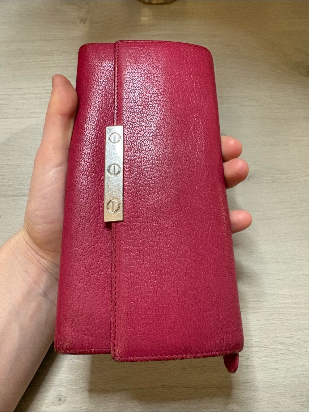 Cartier Red Leather Long Wallet with Gold Accent